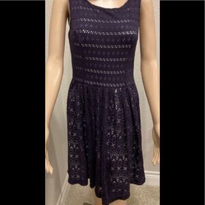 Anthropologie 9-HI5 STCL  navy blue crochet dress, fully lined.